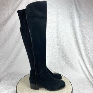 Vaneli Boots Womens 6 Black Suede Over the Knee‎ Stretch Side Zip Comfort Shoes